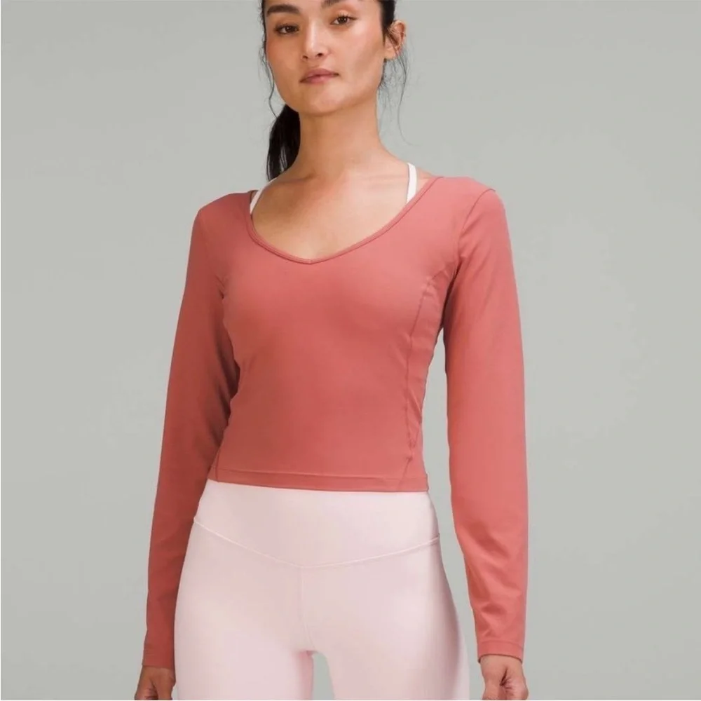 Lululemon ATHLETICA Align LONG SLEEVE V NECK CROP TOP SHIRT SIZE 8